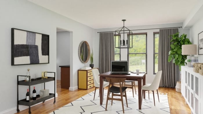 Mid Century Modern Dining Room with Gallery Design View 2 By Spacejoy