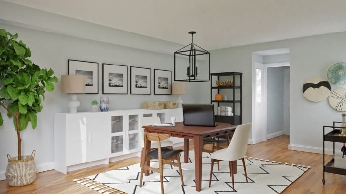 Mid Century Modern Dining Room with Gallery Design View 3 By Spacejoy