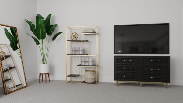 Statement Canopy Bed: Modern Glam Bedroom Design View 5 By Spacejoy