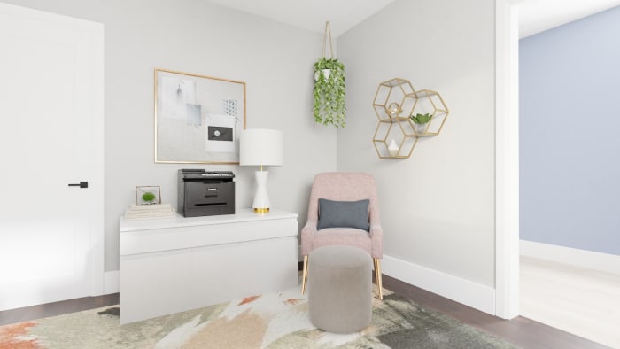Feel Inspired with this Glam-Style Home Office Design View 4 By Spacejoy