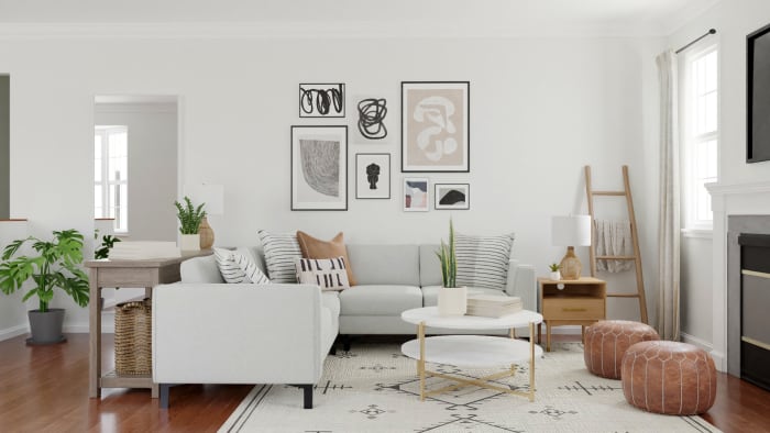 Kids Friendly Neutral Farmhouse Styled Living Room Design View 2 By Spacejoy
