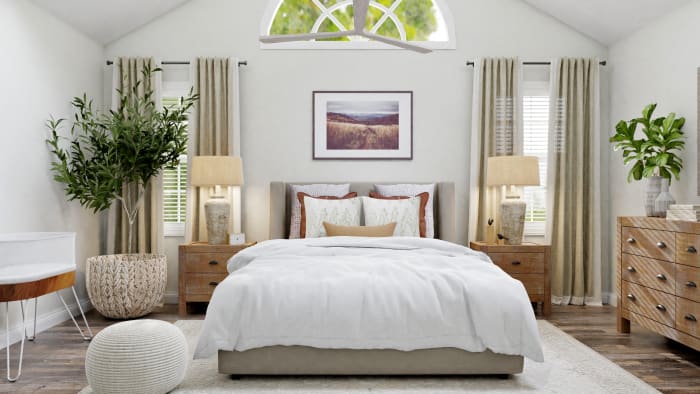 A Modern Transitional Bedroom Design with Nature Touches Design View 3 By Spacejoy