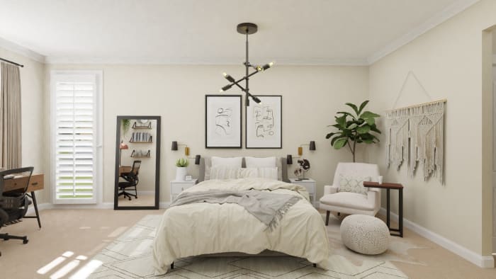 A Modern Hotel-Style Bedroom Oasis Design View 3 By Spacejoy