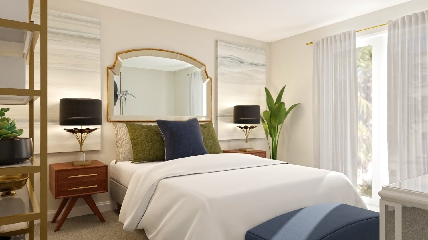 Jewel Tones: Elegant Glam Bedroom Design By Spacejoy
