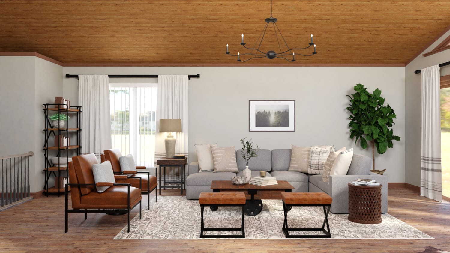 The Coziest Industrial-Rustic Living Room Ever Design By Spacejoy