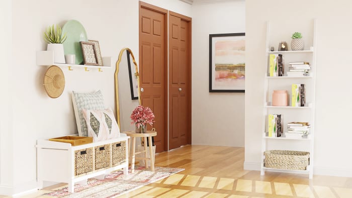 Ample Storage Entry: Traditional Farmhouse Design View 2 By Spacejoy