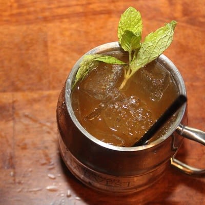 Moscow Mule cocktail top view.