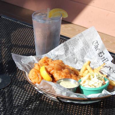 Fish N Chips and a cold beverage.