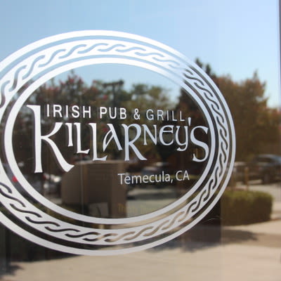 Irish pub & grill Killarney's Temecula CA glass overlay.