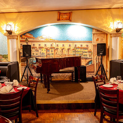 Interior, concert piano on stage