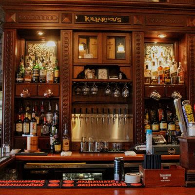 Bar, liquor and decor.
