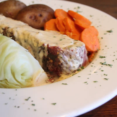 Corn Beef & Cabbage closeup.