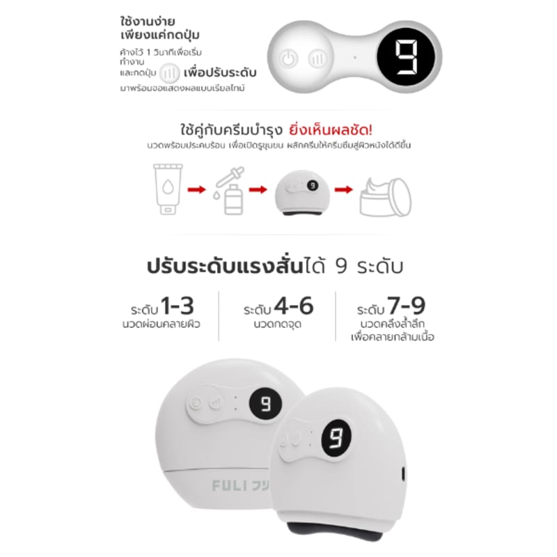 FULI เครื่องนวดกัวซาไฟฟ้าบำบัดผิว ด้วยหินธรรมชาติ Natural Stone Electric Guasha 7