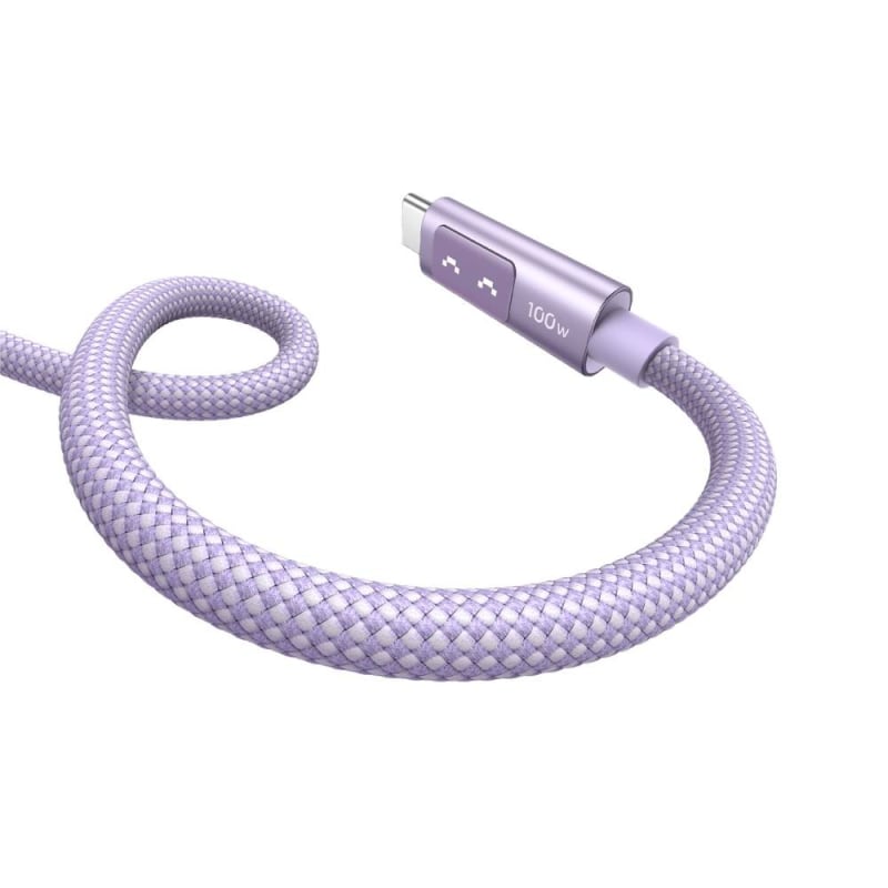 สายชาร์จ Ugreen USB-C to USB-C Cable Nylon 100W 2M. Robot Purple (65216) 3