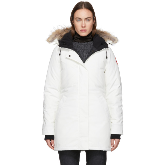 canada goose 白色 victoria 羽绒派克大衣 in 433 white