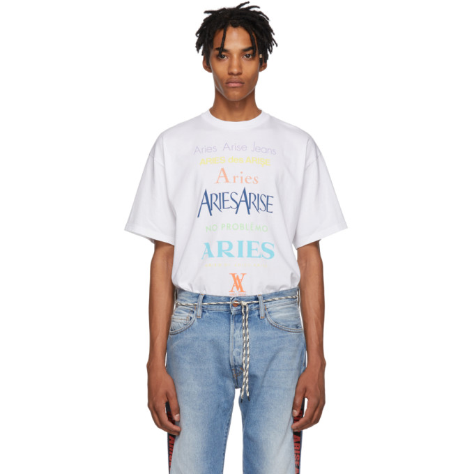 aries aries white multicolor logo t-shirt