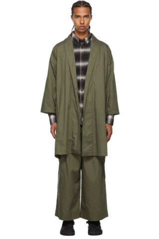 Naked Famous Denim Ssense Uk Exclusive Green Rinsed Oxford Overcoat