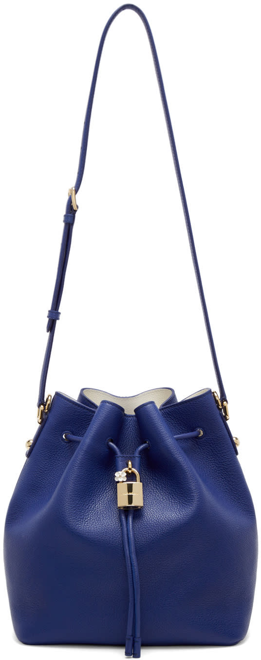 Dolce and Gabbana Blue Leather Claudia Bucket Bag