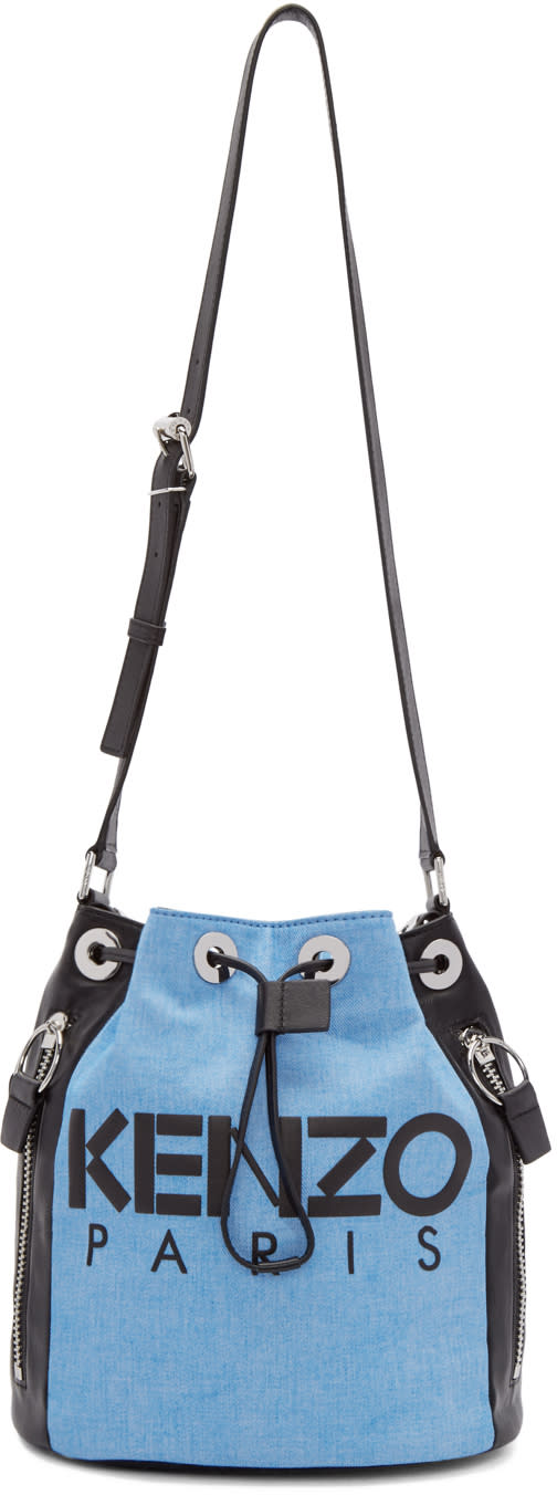 Kenzo Blue and Black Denim Bucket Bag Kenzo Blue and Black Denim Bucket Bag