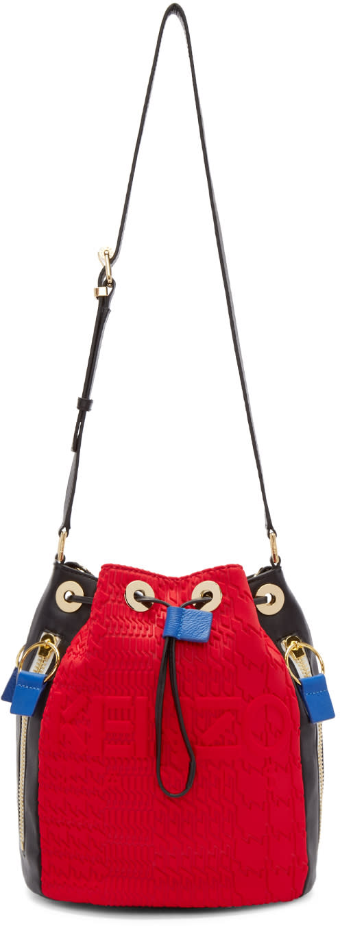 Kenzo Grey and Red Kombo Bucket Bag Kenzo Grey and Red Kombo Bucket Bag