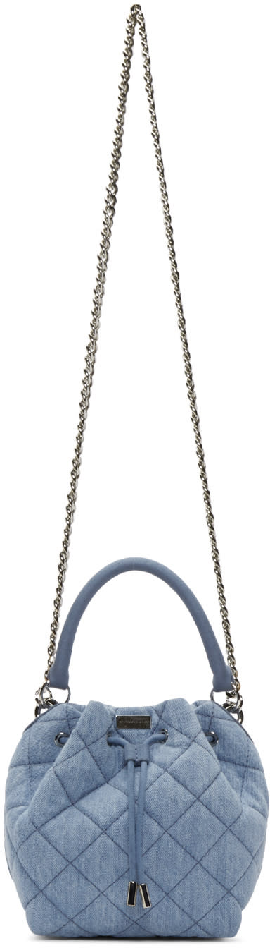 Stella Mccartney Blue Quilted Denim Falabella Bucket Bag