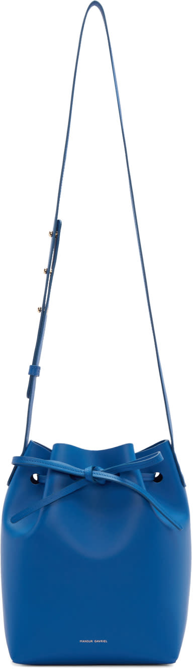 Mansur Gavriel Blue Leather Mini Bucket Bag Mansur Gavriel Blue Leather Mini Bucket Bag