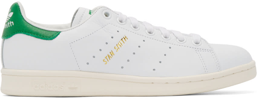Adidas Originals White and Green Stan Smith Sneakers