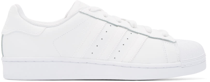 Adidas Originals White Monochromatic Superstar Sneakers