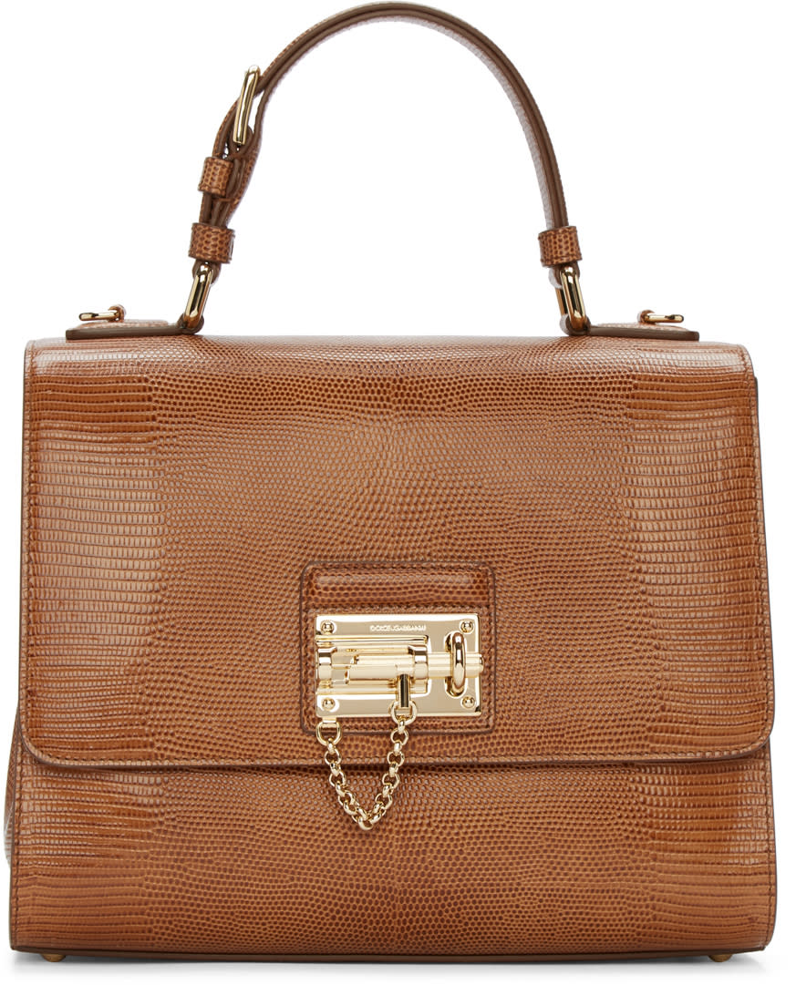 Dolce and Gabbana Tan Iguana-embossed Monica Bag