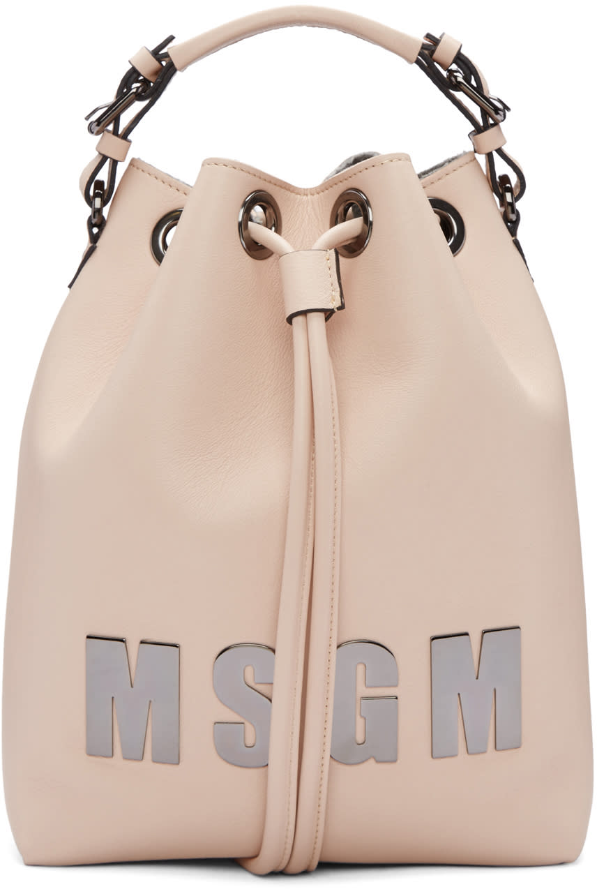 Msgm Pink Logo Bucket Bag