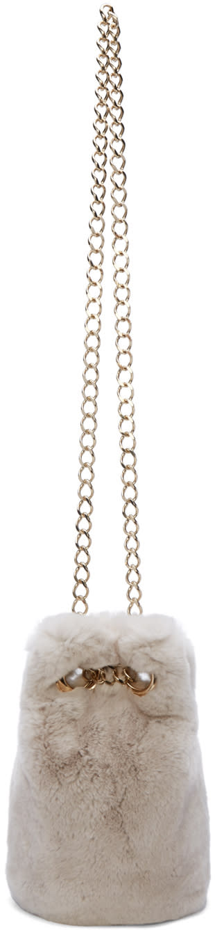 Yves Salomon Grey Fur Bucket Bag