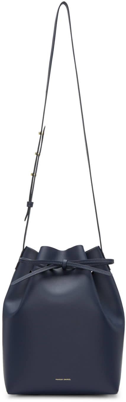 Mansur Gavriel Navy Leather Bucket Bag