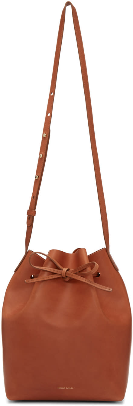 Mansur Gavriel Brown Leather Bucket Bag