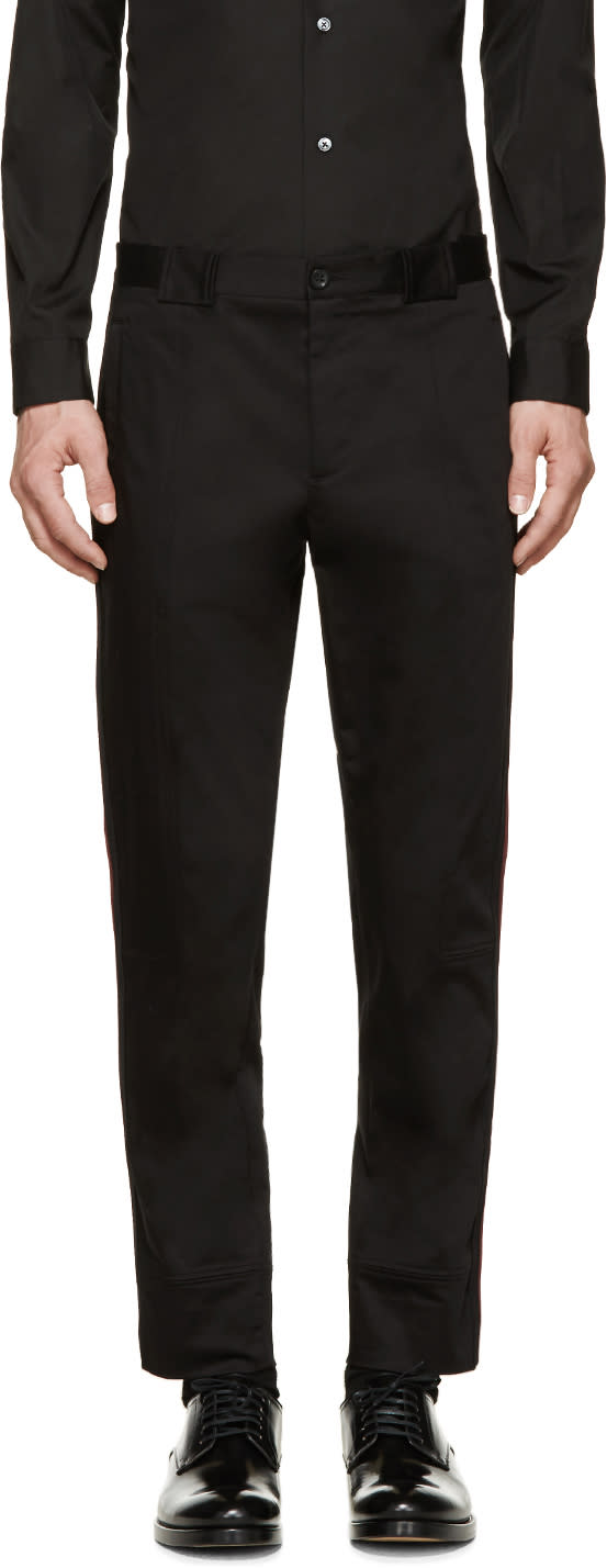 Dolce and Gabbana Black Accent Trim Cropped Trousers