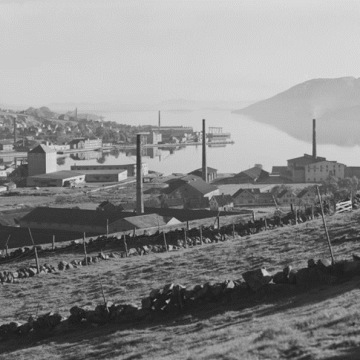 Et bilde som viser utsikt over Gandsfjorden for veldig lenge siden