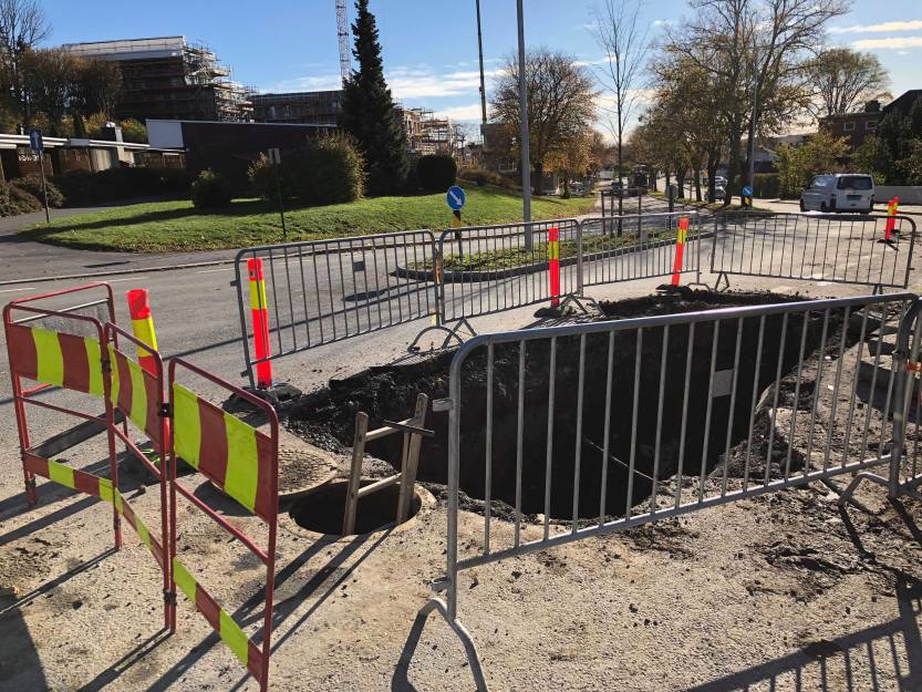Foto av vannlekkasje i Storgata. Foto av vannlekkasje i Storgata.