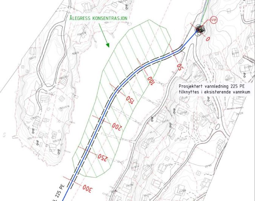 Kart over deler av Røsneskilen.