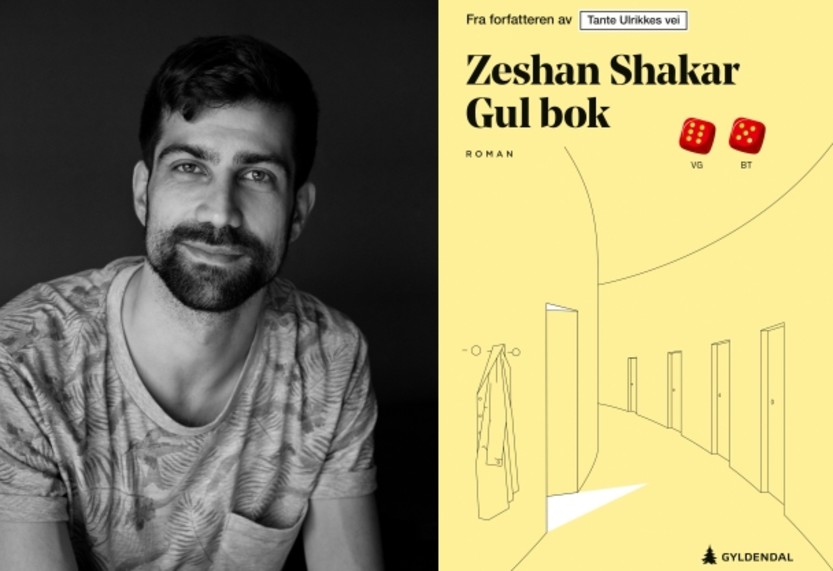 Fotomontasje: Shakar Zeshan (foto: Julie Pike) og Gul bok (Gyldendal) Fotomontasje: Shakar Zeshan (foto: Julie Pike) og Gul bok (Gyldendal)