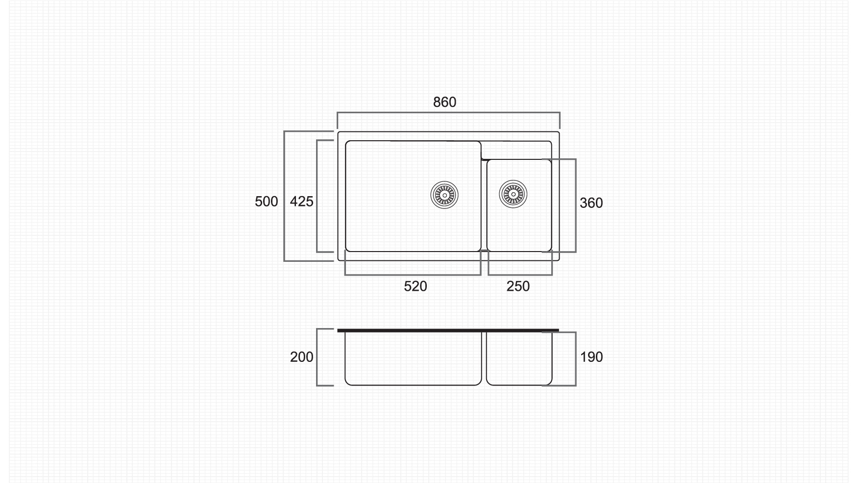 Technical Drawing for ZEN-DB-GR8650-GY