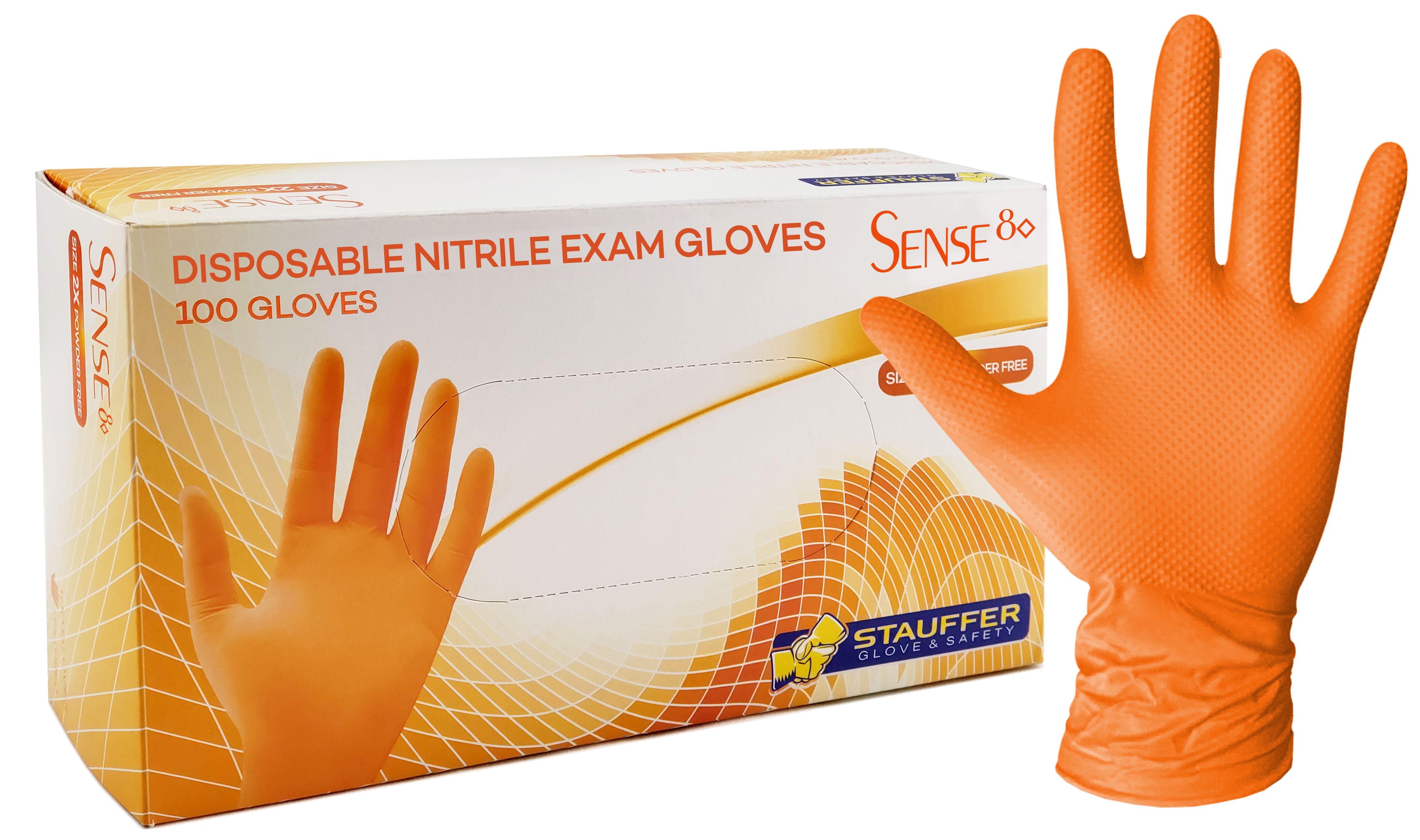 Stauffer Glove & Safety 8005PFOD L - Sense8◇ Orange Disposable