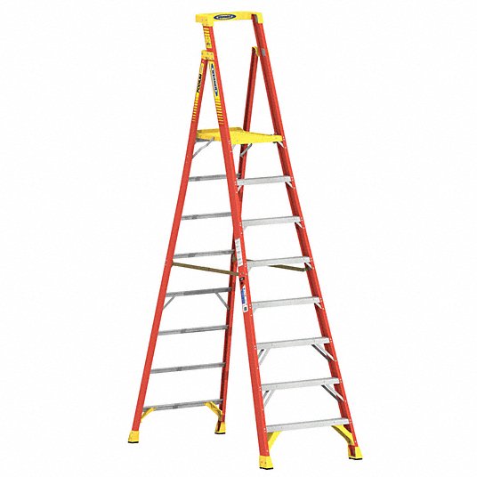 David design pallar　赤白 2脚セット Werner PD6208 - Fiberglass Podium Ladder, 8' | Stauffer Glove & Safety