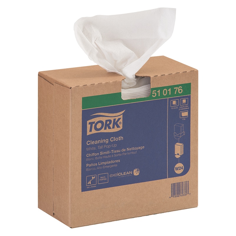 TORK PREMIUM CLEANING CLOTH 8.46X16.125 WHT POP UP
