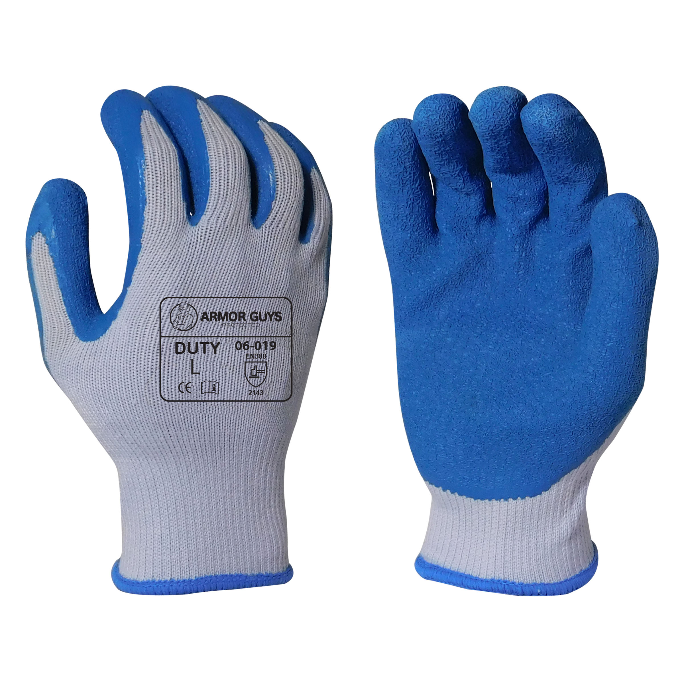 Armor Guys 06-019-M Glove Blue Latex Crinkle Palm Coating on
