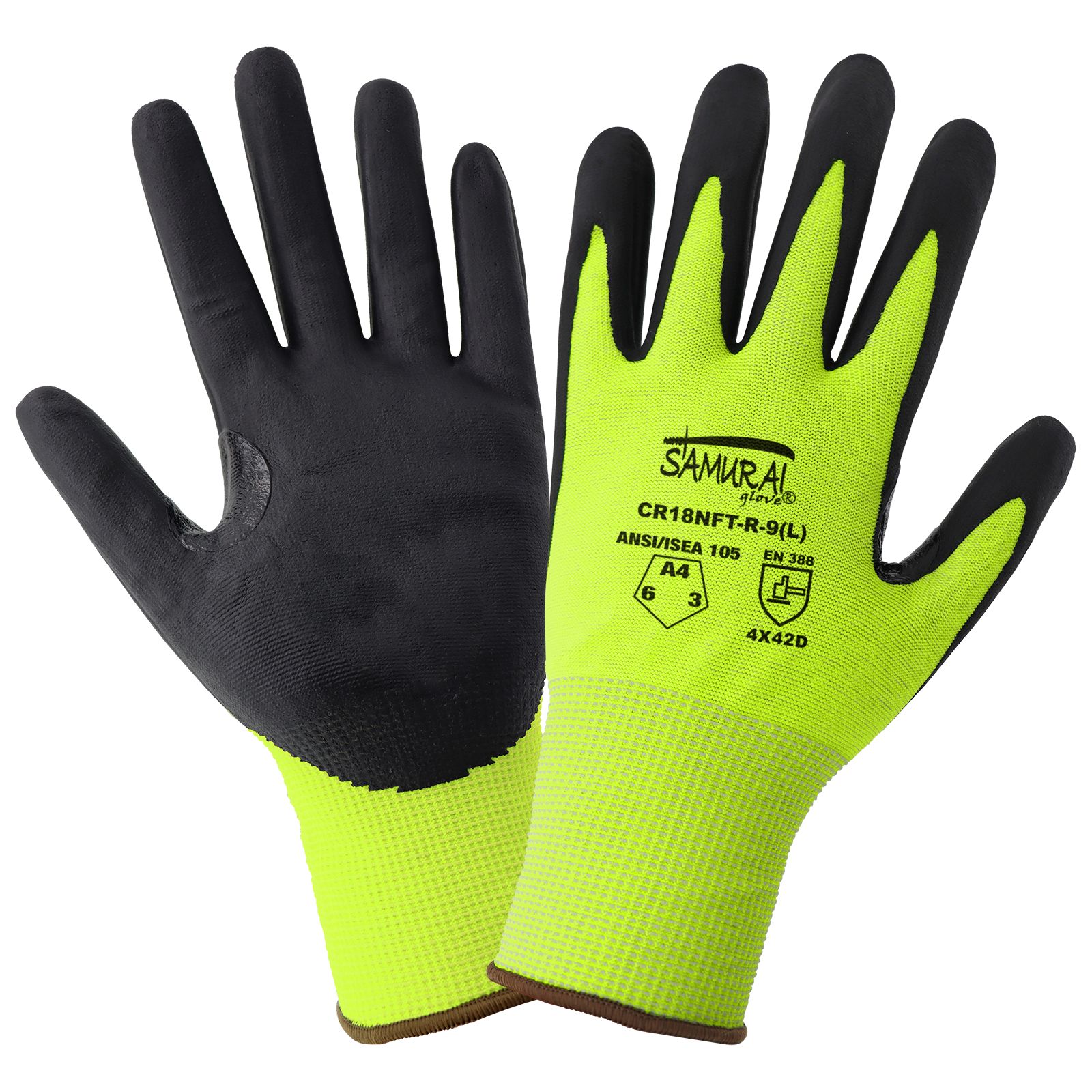 Globus Global Safety CR18NFT-9(L) - Samurai Gloves, Hi-Vis Cut