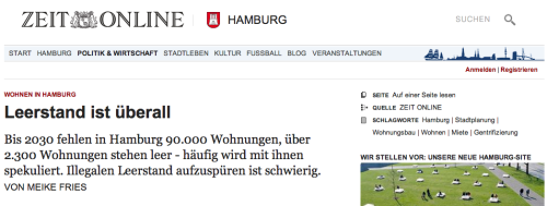 Screenshot Bericht über Leerstand auf St. Pauli auf ZEIT online