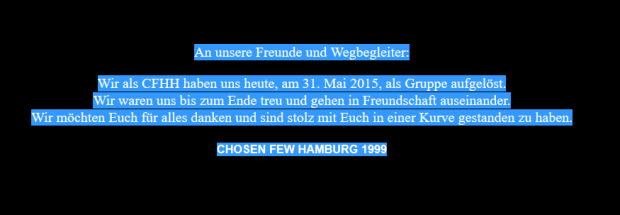 cfhh HSV Ultras Chosen Few Aufloesung