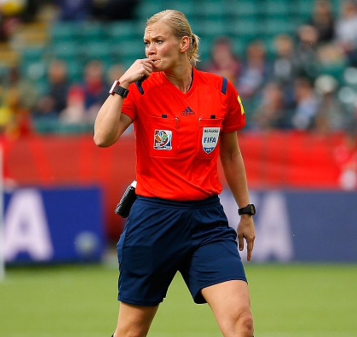 Referee Bibiana Steinhaus of Germany in action during the FIFA Women's World Canada 2015 Round of 16 match between China PR and Cameroon at Commonwealth Stadium on June 20, 2015 in Edmonton, Canada. (Photo by Kevin C. Cox/Getty Images)
