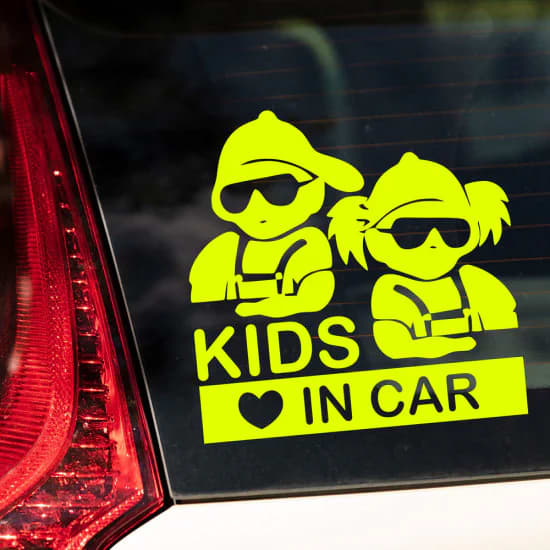 strygestof af høj kvalitet, Kids in car klistermærke - klistermærke #6 Kids in car klistermærke - klistermærke #6