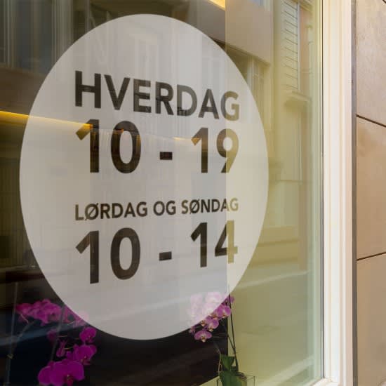 strygestof af høj kvalitet, Rund åbningstids sticker Rund åbningstids sticker