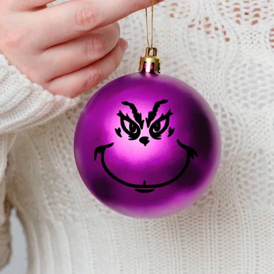 strygestof af høj kvalitet, Grinch ansigt - klistermærke til julekugle Grinch ansigt - klistermærke til julekugle